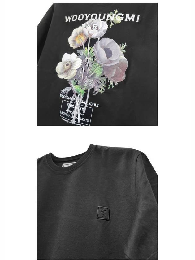 Flower Print Back Logo Short Sleeve T-Shirt Black - WOOYOUNGMI - BALAAN 6