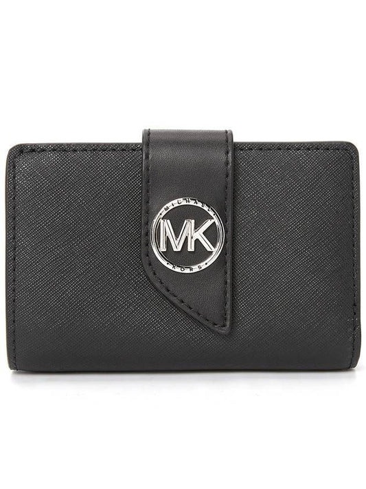 Logo Leather Half Wallet Black - MICHAEL KORS - BALAAN 1