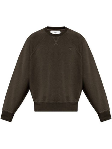 De Coeur Embroidery Crew Neck Sweatshirt Dark Coffee - AMI - BALAAN 1