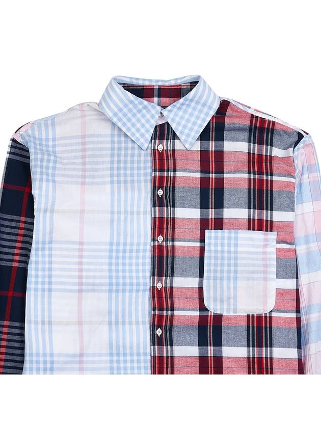 Fun Mix Madras Cotton Oversized Long Sleeve Shirt - THOM BROWNE - BALAAN 4