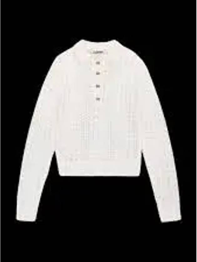 Mohair Lace Polo Knit Top White - GANNI - BALAAN 2