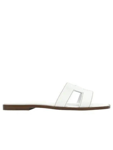 W Oran Sandal Calfskin Blanc Piqures Havane - HERMES - BALAAN 1