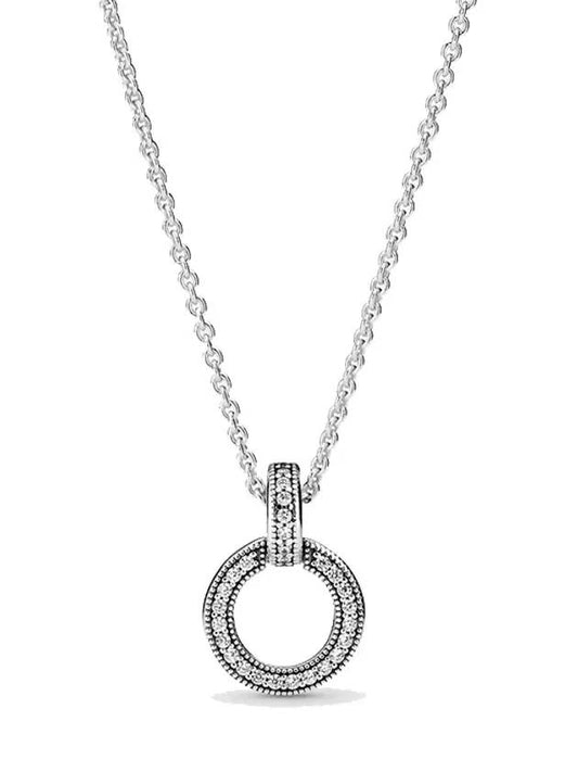 Double Circle Pendant Necklace Silver - PANDORA - BALAAN 1