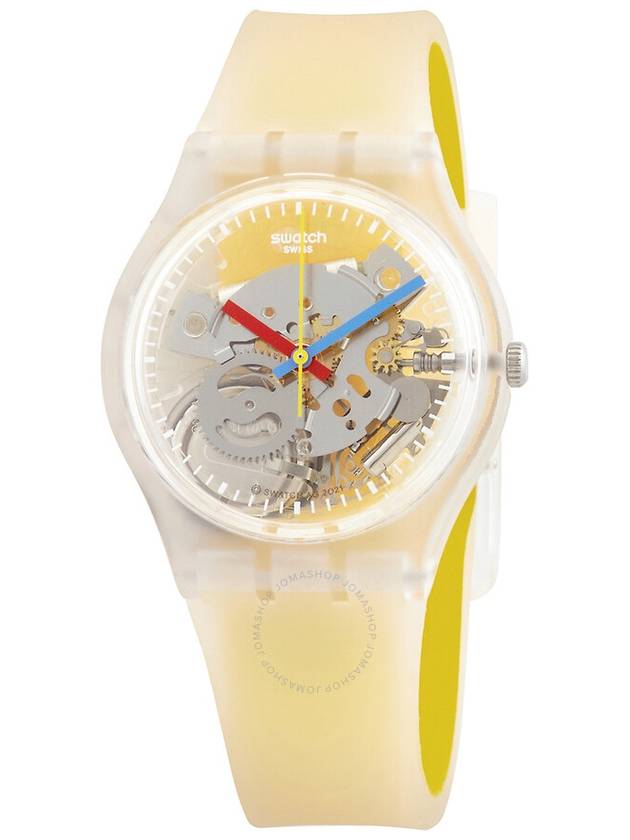 Swatch Monthly Drops Clearly Yellow Striped Quartz Unisex Watch GE291 - SWATCH - BALAAN 1