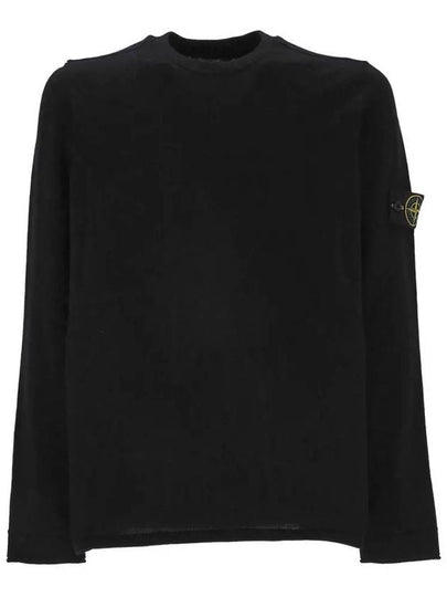 Wappen Patch Crew Neck Cotton Knit Top Black - STONE ISLAND - BALAAN 2