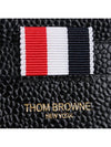 Stripe Zip Around Pebble Grain Leather Card Wallet Black - THOM BROWNE - BALAAN 5