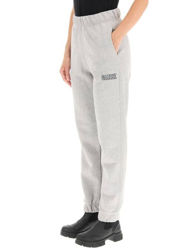 Side Logo Cotton JoGGer Track Pants Grey - GANNI - BALAAN 5