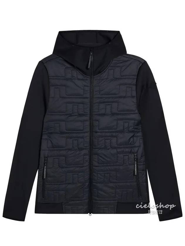 Quilted Hybrid Men s Hooded Golf Jacket Primaloft Black AMOW09066 - J.LINDEBERG - BALAAN 1