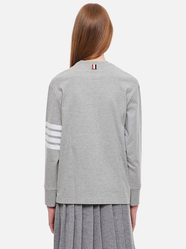 Engineered 4 Bar Medium Weight Jersey Oversized Long Sleeved T-Shirt Light Grey - THOM BROWNE - BALAAN 3