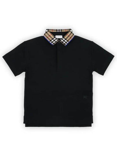 Kids Check Collar Polo Short Sleeve T-Shirt Black - BURBERRY - BALAAN 2