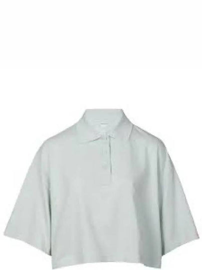 Cropped Cotton Piquet Polo Shirt Blue - BOTTEGA VENETA - BALAAN 2