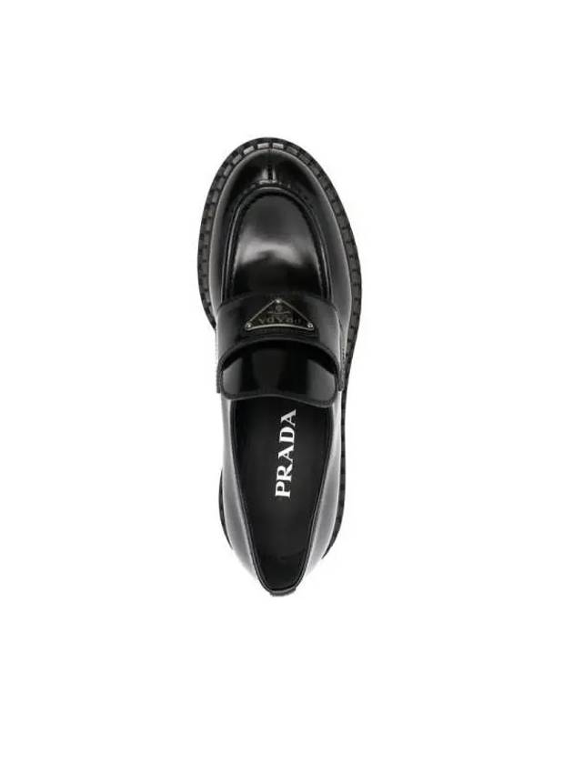 Triangle Logo Leather Loafers Black - PRADA - BALAAN 5