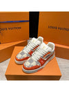 Men's LV Trainer Sneakers Calfskin Damier Orange - LOUIS VUITTON - BALAAN 1