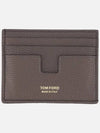 Gold TF Logo Leather Card Wallet Brown - TOM FORD - BALAAN 2