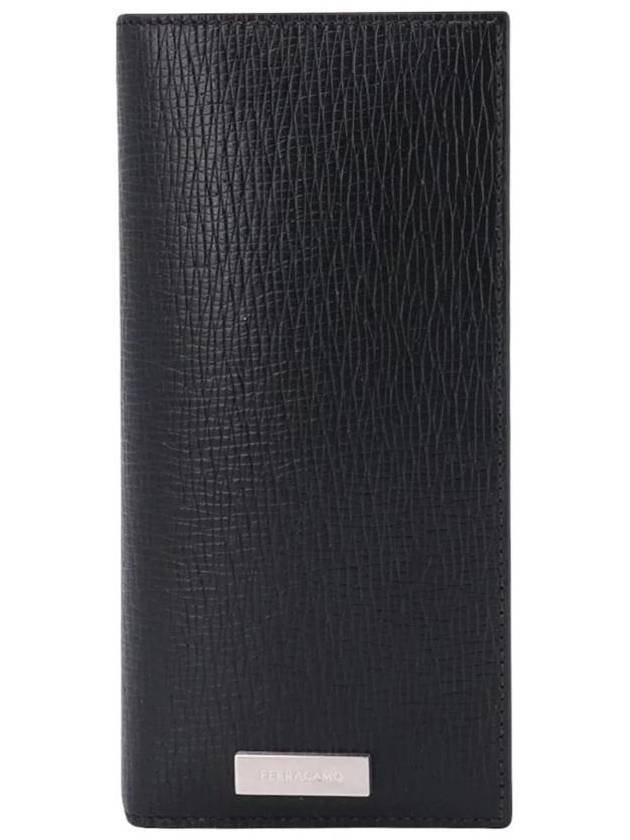 Vertical Leather Long Wallet Black - SALVATORE FERRAGAMO - BALAAN 1