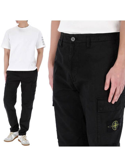 Compass Badge Gabardine Cargo Straight Pants Black - STONE ISLAND - BALAAN 2