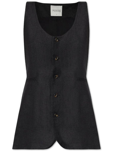 Posse Linen Vest Ruben, Women's, Black - POSSE - BALAAN 1