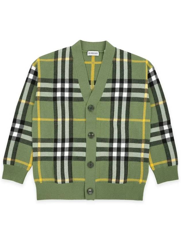 Kids Check Cardigan Khaki - BURBERRY - BALAAN 4