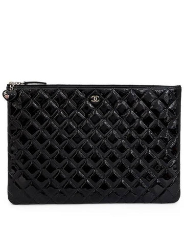 Classic Clutch Large Black Silver Patent 1ET0490 - CHANEL - BALAAN 1