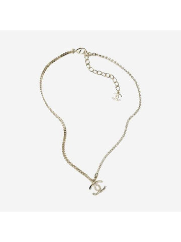 Pendant Metal Crystal Necklace Gold - CHANEL - BALAAN 1