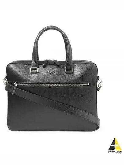 Gancini Business Leather Briefcase Black - SALVATORE FERRAGAMO - BALAAN 2