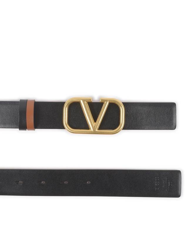 V Logo Signature Reversible Belt Brown - VALENTINO - BALAAN 4