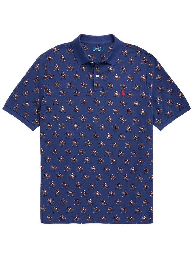 Pony Print All Over Polo Shirt Navy - POLO RALPH LAUREN - BALAAN 3