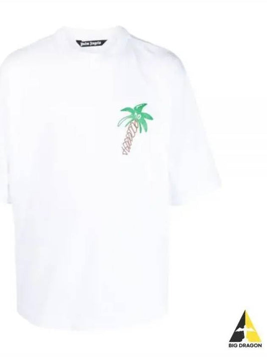 Men's Sketch Over Short Sleeve T-Shirt White - PALM ANGELS - BALAAN 2