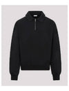 Logo Half Zip-up Oversized Long Sleeve Polo Shirt Black - DIOR - BALAAN 2