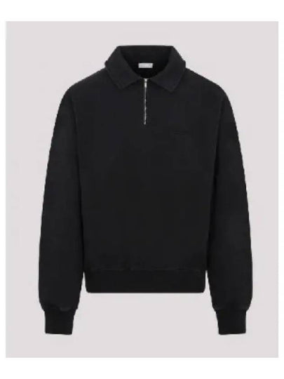 Logo Half Zip-up Oversized Long Sleeve Polo Shirt Black - DIOR - BALAAN 2