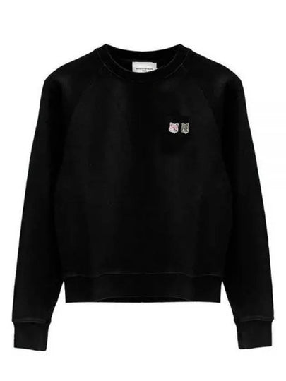 Double Fox Patch Head Sweatshirt Black - MAISON KITSUNE - BALAAN 2