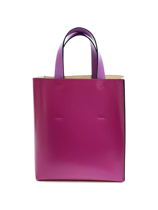 Color Block Logo Print Leather Tote Bag Purple - MARNI - BALAAN 3