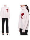 Intarsia Heart Logo Turtleneck White - AMI - BALAAN 3