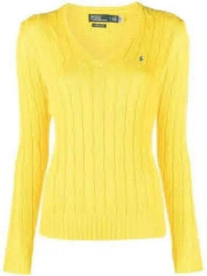 Kimberly Embroidered Pony Logo Cable Sweater Light Yellow - POLO RALPH LAUREN - BALAAN 2