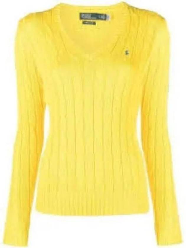 Kimberly Embroidered Pony Logo Cable Sweater Light Yellow - POLO RALPH LAUREN - BALAAN 2