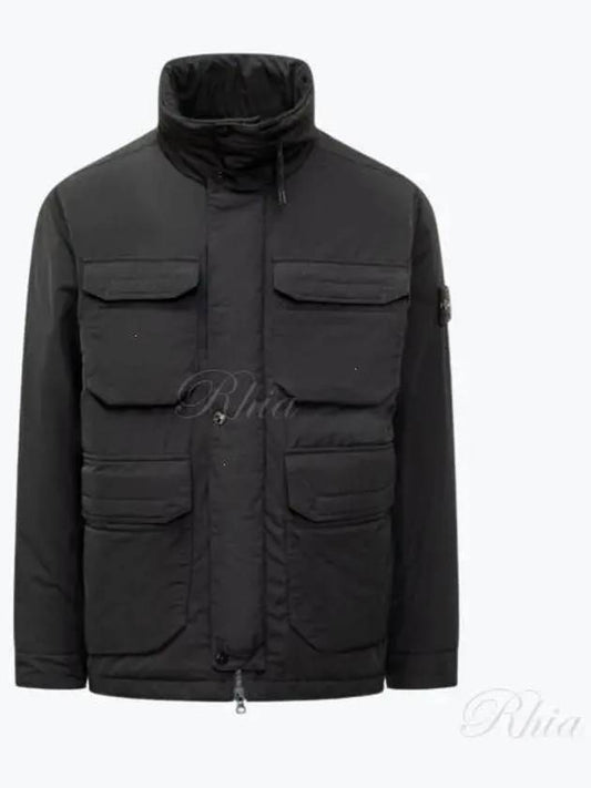 Polyester Micro Twill Zip Up Jacket Black - STONE ISLAND - BALAAN 2