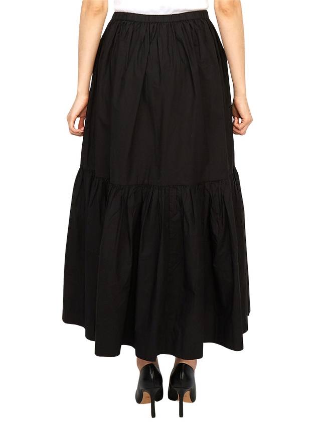 Flounce Maxi Skirt Black F7919 - GANNI - BALAAN.