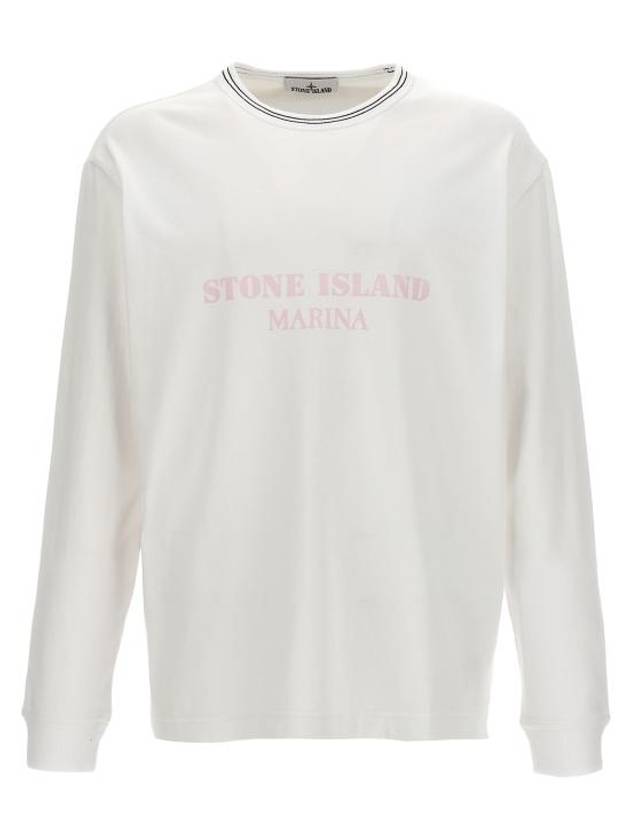 Logo Print Cotton Sweatshirt White - STONE ISLAND - BALAAN 2