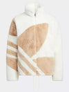 Big Logo Oversized Fur Jacket Beige White - ADIDAS - BALAAN 2