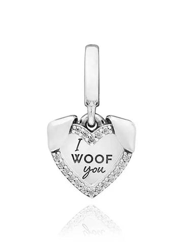 Heart Dog Double Dangle Bracelet Charm Silver - PANDORA - BALAAN 1