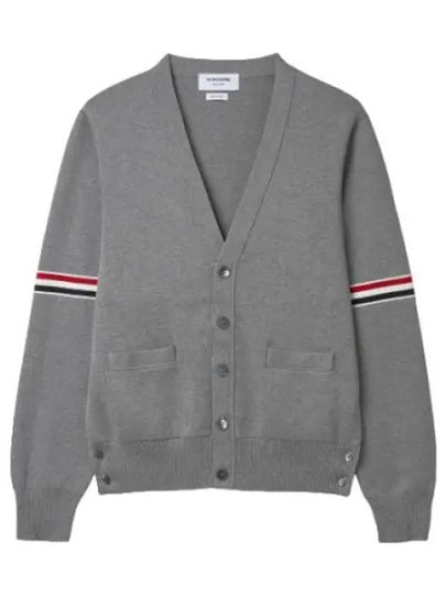 Milano Stitch Sprite Armband Cotton V-neck Cardigan Light Grey - THOM BROWNE - BALAAN 2