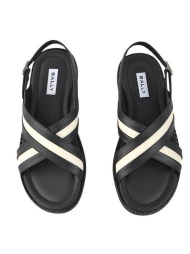 Crossover Strap Leather Sandals Black - BALLY - BALAAN 1