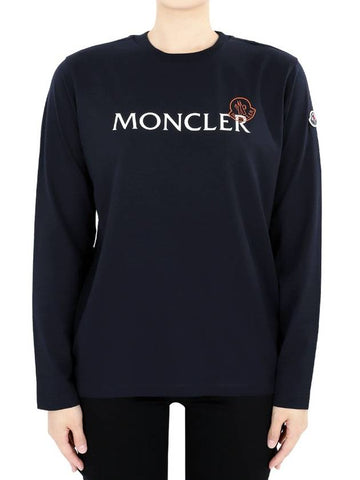 Moncler lettering logo printing long sleeve navy 8D00004 89AFV 778 12 14A - MONCLER - BALAAN 1