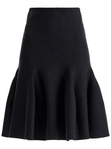 Alaïa Midi Skirt In Knit With Sculptural Godet Clothing - ALAIA - BALAAN 1