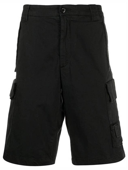 Men's Patch Logo Shorts Black - CP COMPANY - BALAAN.