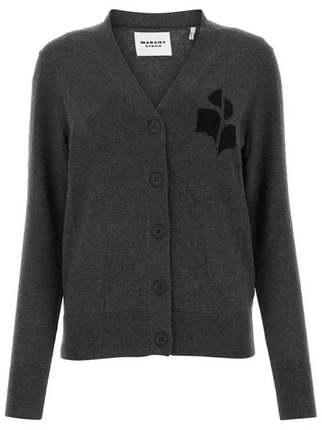 Karin logo V neck cardigan charcoal CA0008FA A1X05E 02AN - ISABEL MARANT - BALAAN 2