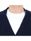 Men's Lens Wappen Lambswool Cardigan Navy - CP COMPANY - BALAAN 8