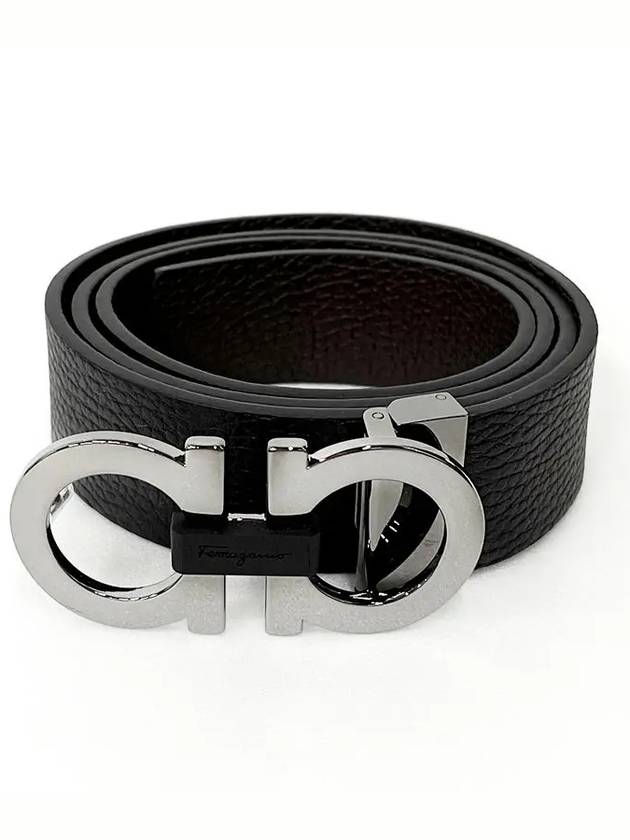 Reversible Gancini Belt Black Hickory - SALVATORE FERRAGAMO - BALAAN 3