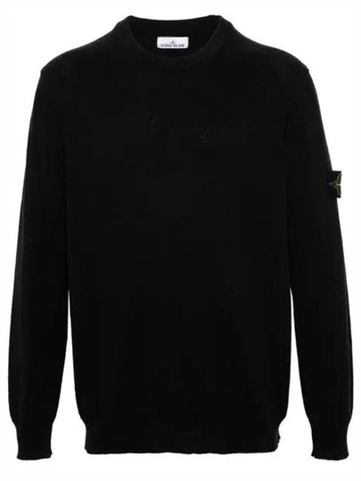 Compass Motif Crew Neck Regular Fit Cotton Knit Top Navy - STONE ISLAND - BALAAN 2