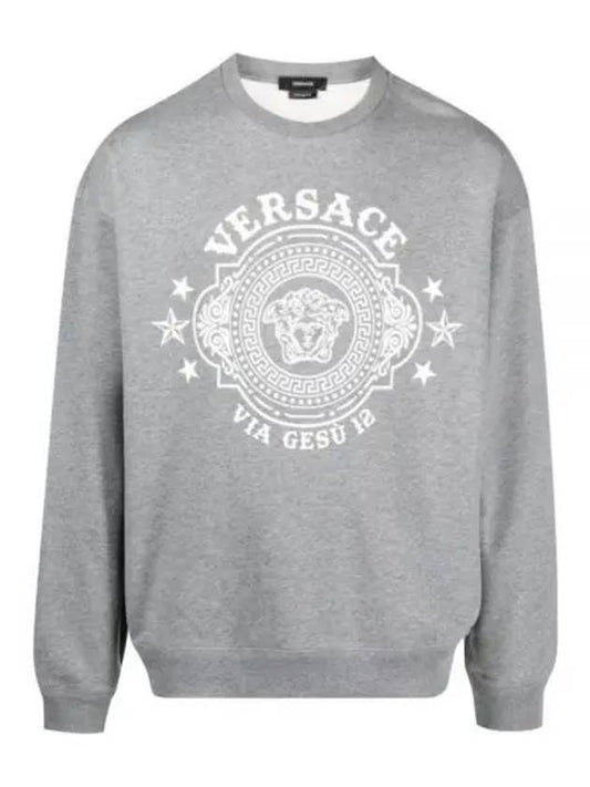 Medusa Badge Print Sweatshirt Grey - VERSACE - BALAAN 1